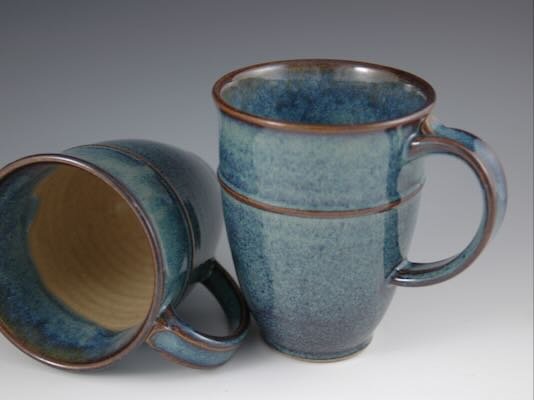12oz Blue Stoneware Mug by Douglas Bechler
